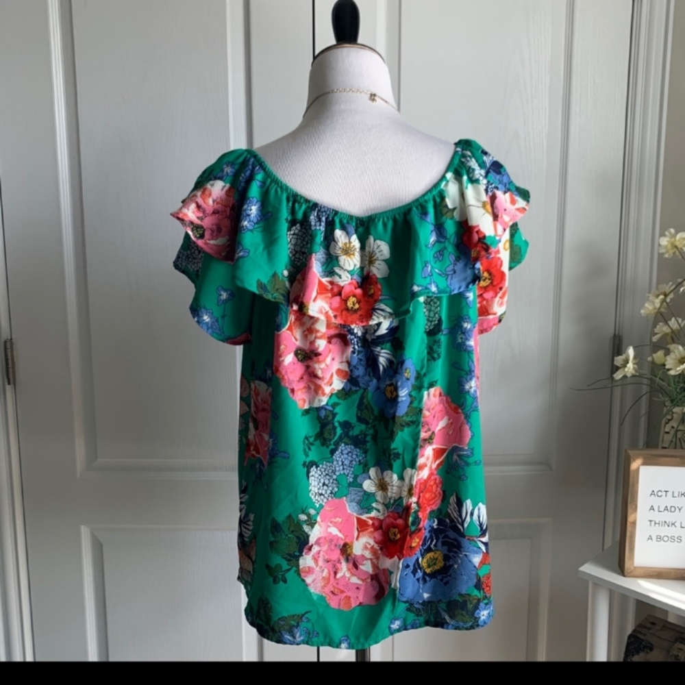 Xhilaration Off Shoulder Floral Print Top XL - Picture 4 of 8